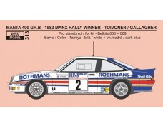 Decal – Opel Manta 400 Gr.B - 1983 Manx Rallye winner - Toivonen / Gallagher - LIMITED EDITION
